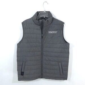 Acrux Men's Puffer Zip Vest Gray Pockets Size M